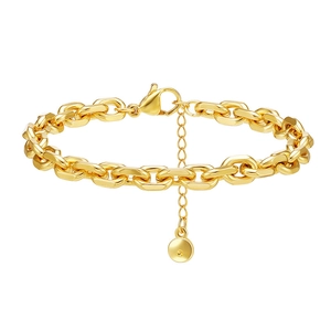 Bracciale a catena con maglie intrecciate placcato oro 18K e chiusura a moschettone