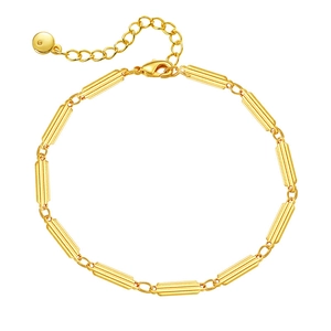 French vintage 18K gold plated bracelet with textured striped bars and lobster clasp