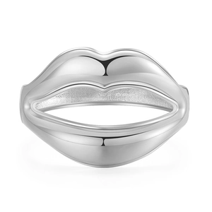 European style alloy cuff ring with creative silver lip shape design and polished finish