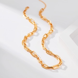 18K vergoldete Messing-Gliederkette im Paperclip-Design mit strukturierter Optik
