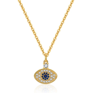 Collar vintage chapado en oro Ojo Turco con cristales azules y circonitas brillantes