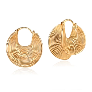 Irregular textured hoop earrings with 18K gold plating and spiral pattern design
