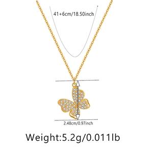 Guida alle dimensioni della collana a farfalla in oro 18K con zirconi scintillanti