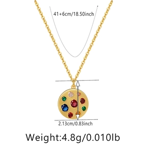 Dettagli della collana in oro 18 carati con dimensioni e ciondolo in zircone colorato