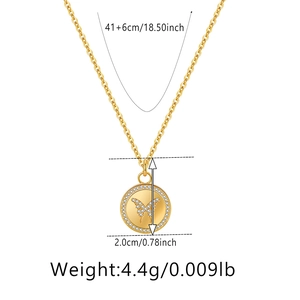 Guida taglie collana farfalla dorata con alone di zirconi e catena 41+6cm