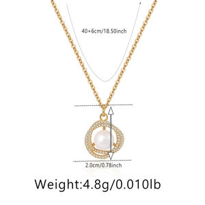 Tabella delle taglie di una collana cuore con perla dorata e zirconi con dimensioni