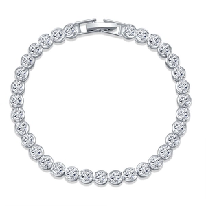 Elegant silver tennis bracelet with brilliant round-cut cubic zirconia in classic claw setting