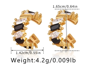 Detailed dimensions of gold plated butterfly ear cuffs with zircon stones and weight info