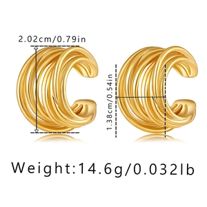 Ear cuffs vintage français plaqués or 18K avec texture métallique mate multicouche