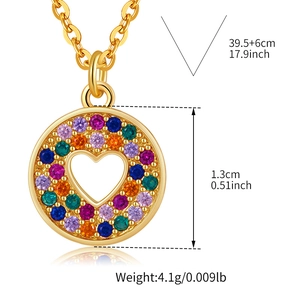 Tabella taglie dettagliata per collana a cuore geometrico con zirconi colorati