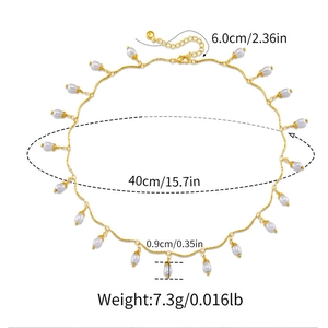 Measurement diagram of pearl necklace with 40cm chain and 6cm adjustable extension link