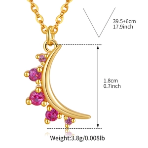 Tabella delle dimensioni dettagliata per la collana luna con pietre rosa e placcatura 18K