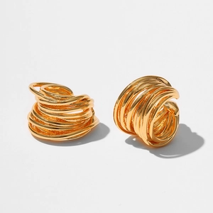 Manchette d'oreille dorée tissée en forme de C avec design multicouche plaqué or 18 carats