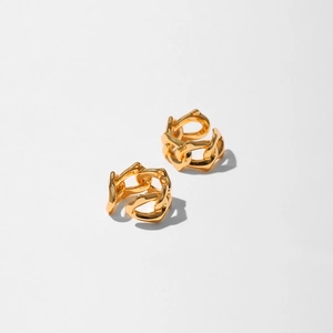 Manchettes d'oreilles en laiton plaqué or 18 carats avec maillons entrelacés