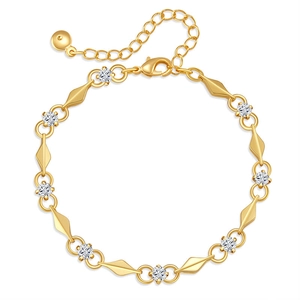 Minimalistisches 18K vergoldetes Armband mit Zirkonia-Anhängern und rhombenförmigen Elementen