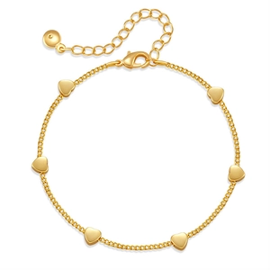 Minimalistisches Armband mit 18K Goldbeschichtung, Herzanhängern und verstellbarer Kette
