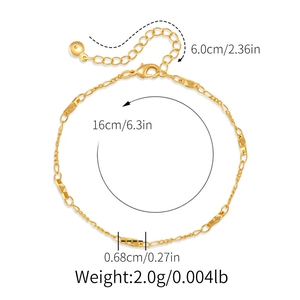 Detail eines 18K vergoldeten Armbands mit Maßen: 16cm Länge und 6cm Verlängerungskette