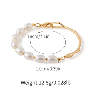 Bracelet perles fait main avec tubes dorés 18K et circonférence de 18cm en détail