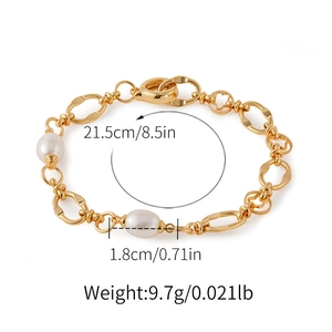 Détail du bracelet perle plaqué or 18k avec dimensions et informations sur le poids