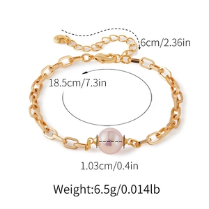 Tableau détaillé des tailles du bracelet perle doré avec mesures et fermoir mousqueton