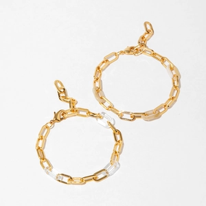 Bracelet chaîne en cuivre plaqué or 18K avec maillons en acrylique et fermoir mousqueton chic