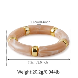 Detail view of acrylic beaded bracelet with 1.1cm marble tube and 7.5cm inner diameter