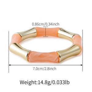 Größentabelle mit Maßen des Bambus-Stil Armbands aus Harz und goldfarbenen Segmenten