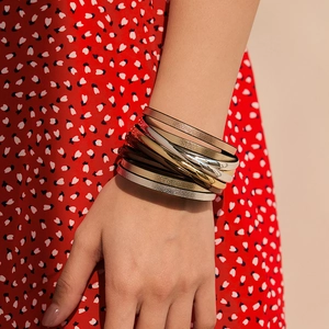 Boho Mehrlagiges Lederarmband Für Damen Herren Magnetverschluss Vintage Ethno Geflochtenes Wickelarmband Schmuck