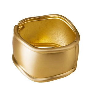 Golden chunky wide cuff bracelet with wavy edges and matte metallic finish