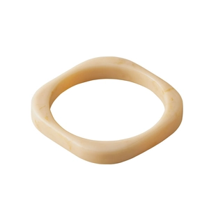 Detail view of the square resin bangle with ivory marble texture and smooth matte finish