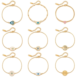 Stainless Steel Evil Eye Bracelet For Women Gold Plated Hamsa Hand Tree Of Life Heart Enamel Adjustable Fashion Jewelry