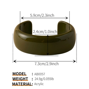Macro detail of dark green irregular acrylic cuff bracelet with specific size measurements