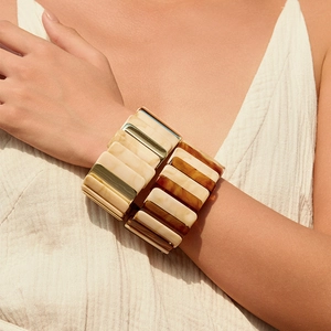 Bracelets larges élastiques faits main avec motifs marbre et écaille au style rétro boho