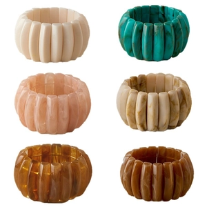 Handmade chunky acrylic resin bangles with irregular marble patterns in multiple colors