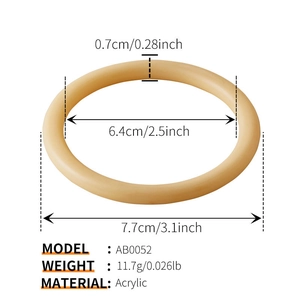 Detailed size chart of the brown acrylic geometric bangle with inner diameter 6.4cm