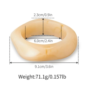 Detailed size specifications for wide marble pattern acrylic open bangle bracelet