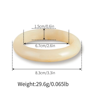 Detailed size specifications of the minimalist cream resin bangle with measurements