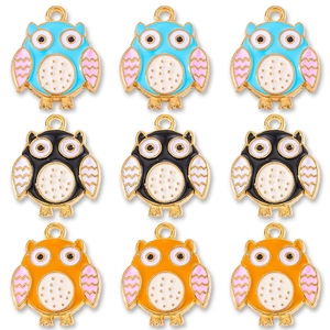 Vintage Cartoon Owl Alloy Enamel Pendant DIY Jewelry Accessories For Earrings Keychain Necklace Cute Animal Charms
