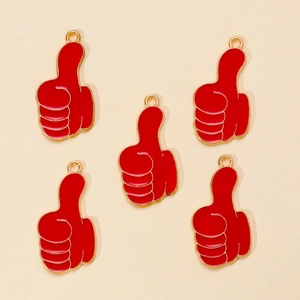Legierung Rote Emaille Daumen Hoch Geste Charms DIY Schmuckherstellung Zubehör Goldene Metall Handzeichen Anhänger Für Ohrringe