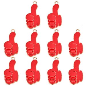 Daumen hoch DIY-Anhänger aus roter Emaille und Goldlegierung für Schmuckzubehör