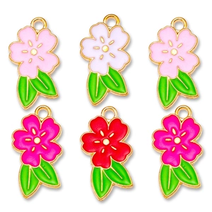 Ciondoli a Forma di Fiore di Ciliegio in Lega Smalto a Goccia Sakura Charms per Collana Fai-da-te Bracciale Creazione di Gioielli Accessori