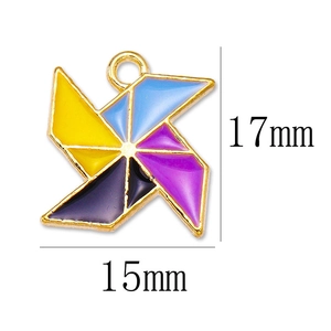 Colorful enamel windmill pendant charm for DIY jewelry making 17mm x 15mm size