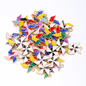 Colorful windmill enamel charms with gold plating for DIY jewelry making accessories