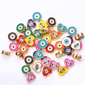 Breloques colorées œil protecteur en forme de cœur et rondes pour la création de bijoux