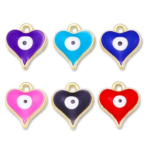 Colgante Corazón Mal de Ojo Turco de Aleación Esmaltada para DIY Collar Pulsera Dijes Esmaltados de Doble Cara para Joyería de Mujer