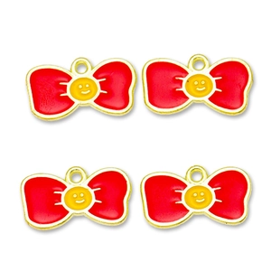 Colorful DIY bow pendants with smiley faces made of alloy for jewelry and hair accessories
