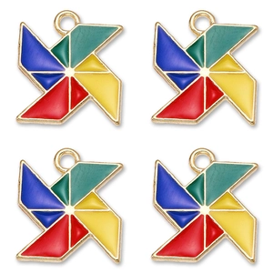 Cartoon windmill enamel pendants for DIY bracelet making and children's jewelry