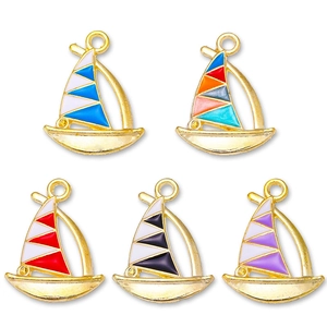 Mode Legering Zeilboot Emaille Druppelolie Hangers Voor DIY Armband Ketting Sleutelhanger Sieraden Maken Accessoires Voor Dames