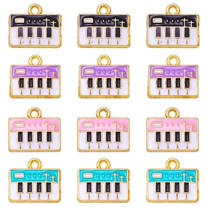 Cartoon piano key pendants in alloy enamel for DIY jewelry making accessories