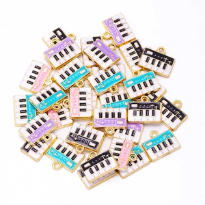 DIY colorful enamel electronic keyboard charms with gold metal plating for jewelry making